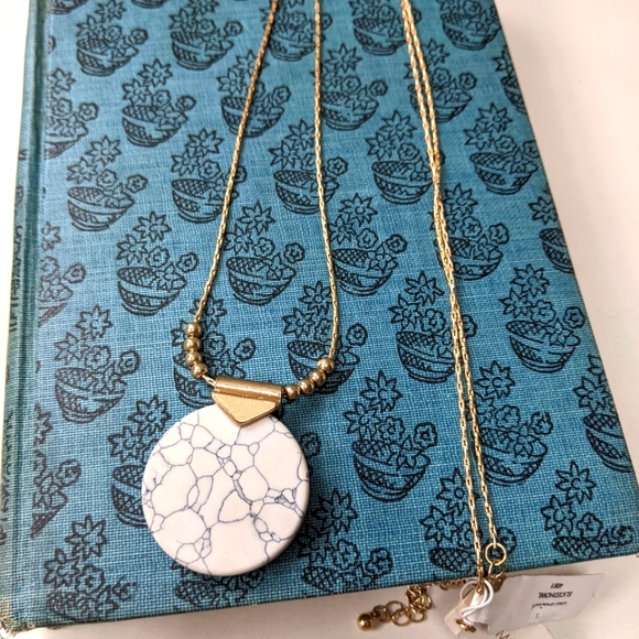 Natural Stone Long Gold Tone Necklace - Picture 2 of 4